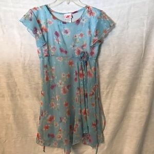Girls Light Blue Floral Dress